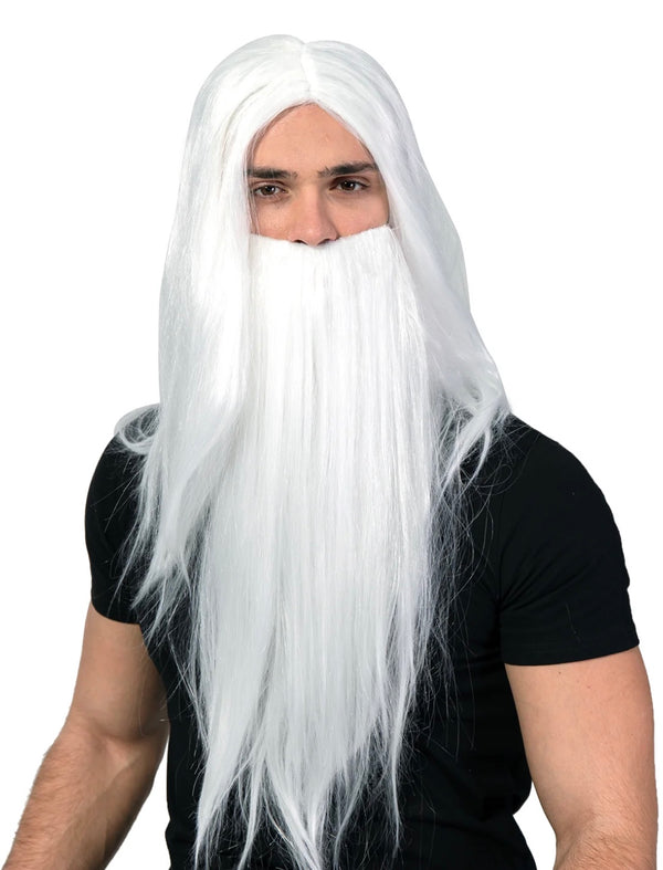 White Wizard Wig & Beard Set